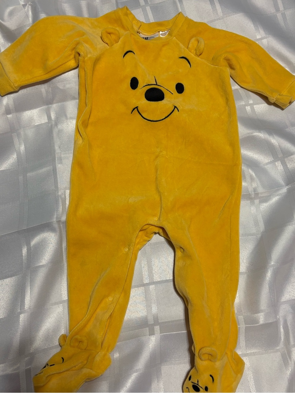 H&M Winnie the Pooh Yellow Plush Baby One-Piece Sleeper